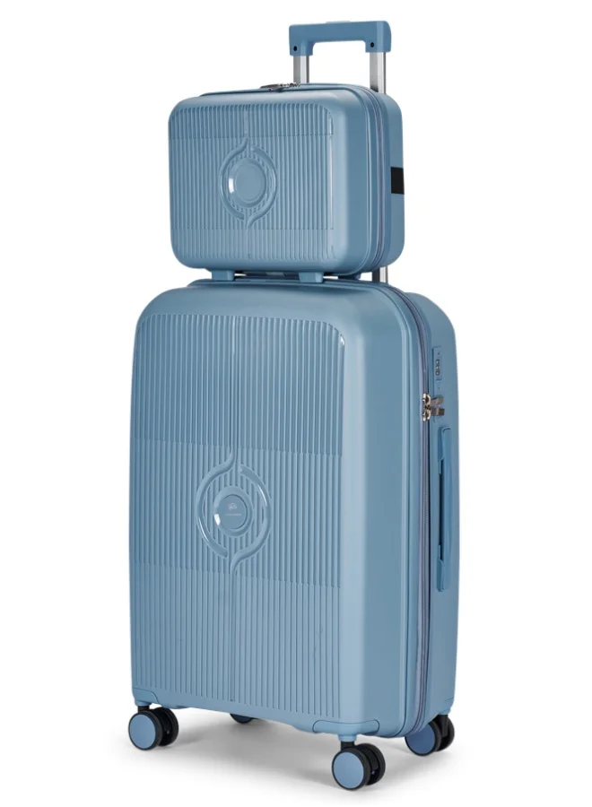 LIMRA Travel Bags 4-Piece Hard Shell Luggage Set Durable Polypropylene Suitcases with Spinner Wheels Blue